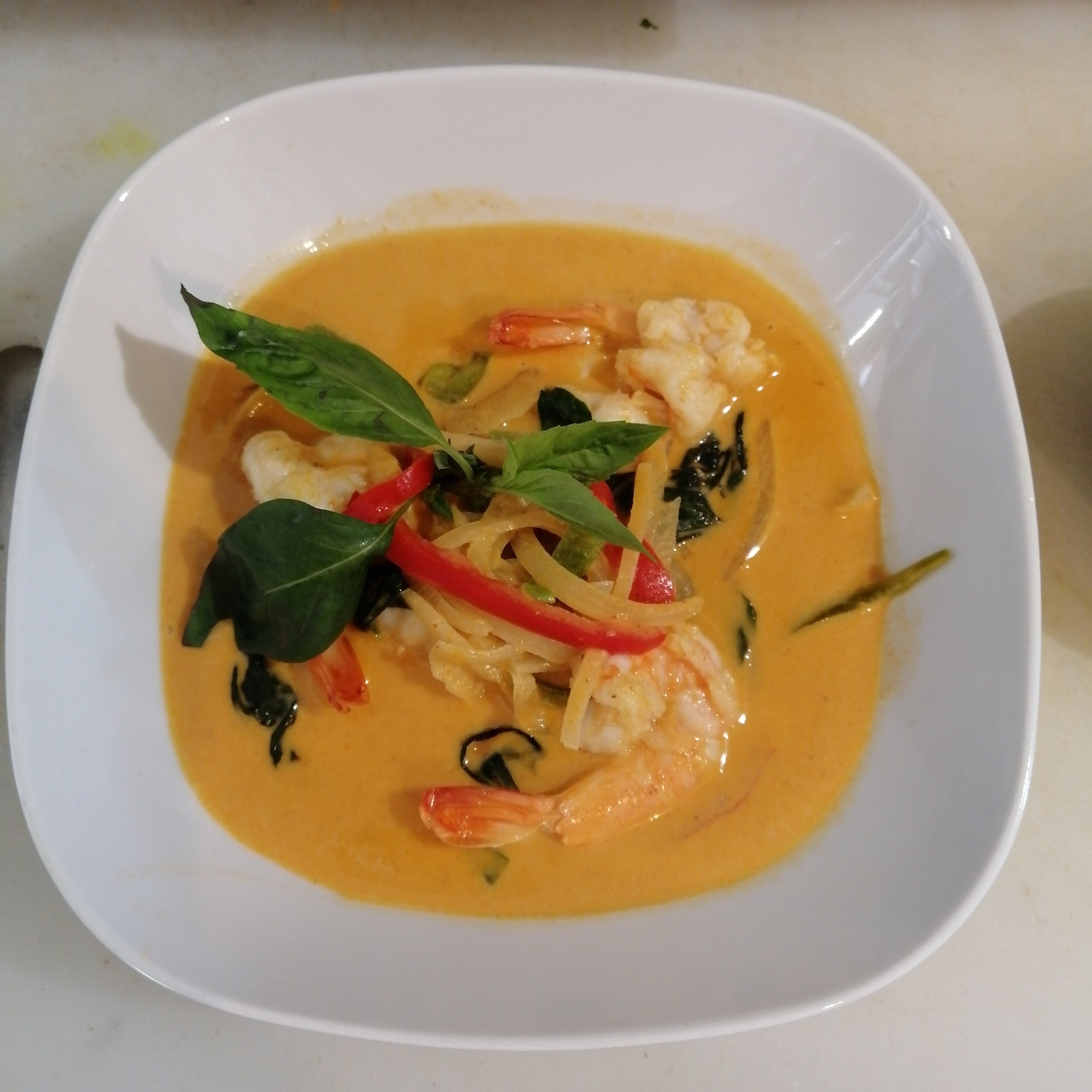 🍲🦐P32 Crevettes curry rouge cacahouètes