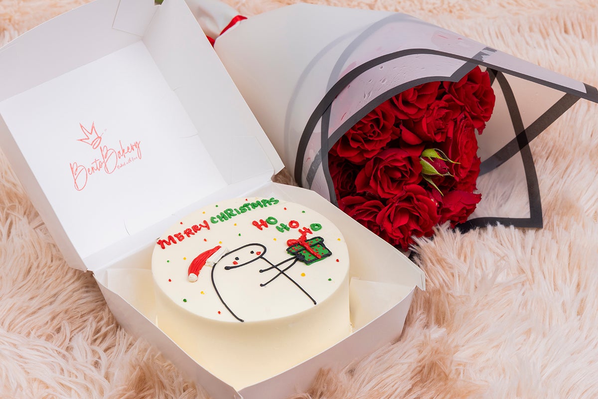 Ho Ho Ho Cake with Flowers