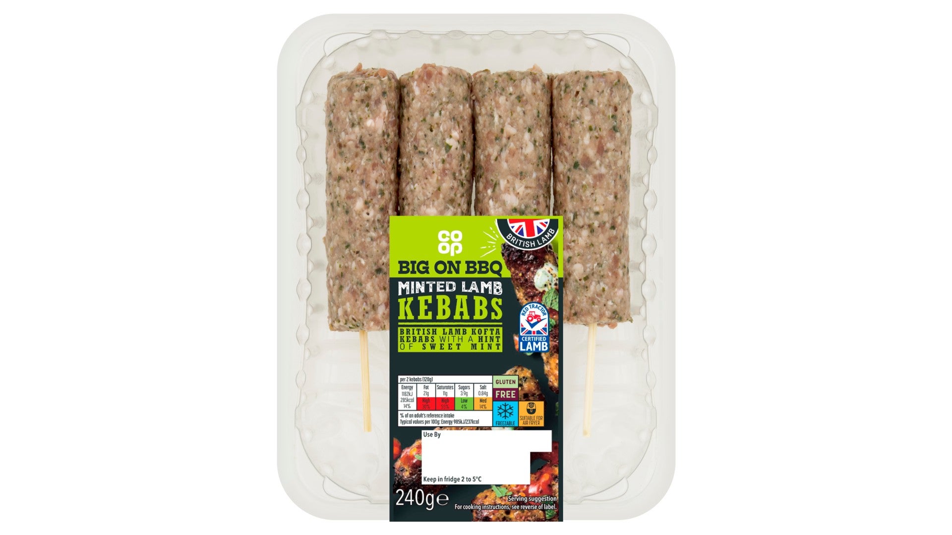 Co-op British Minted Lamb Kebabs 240G