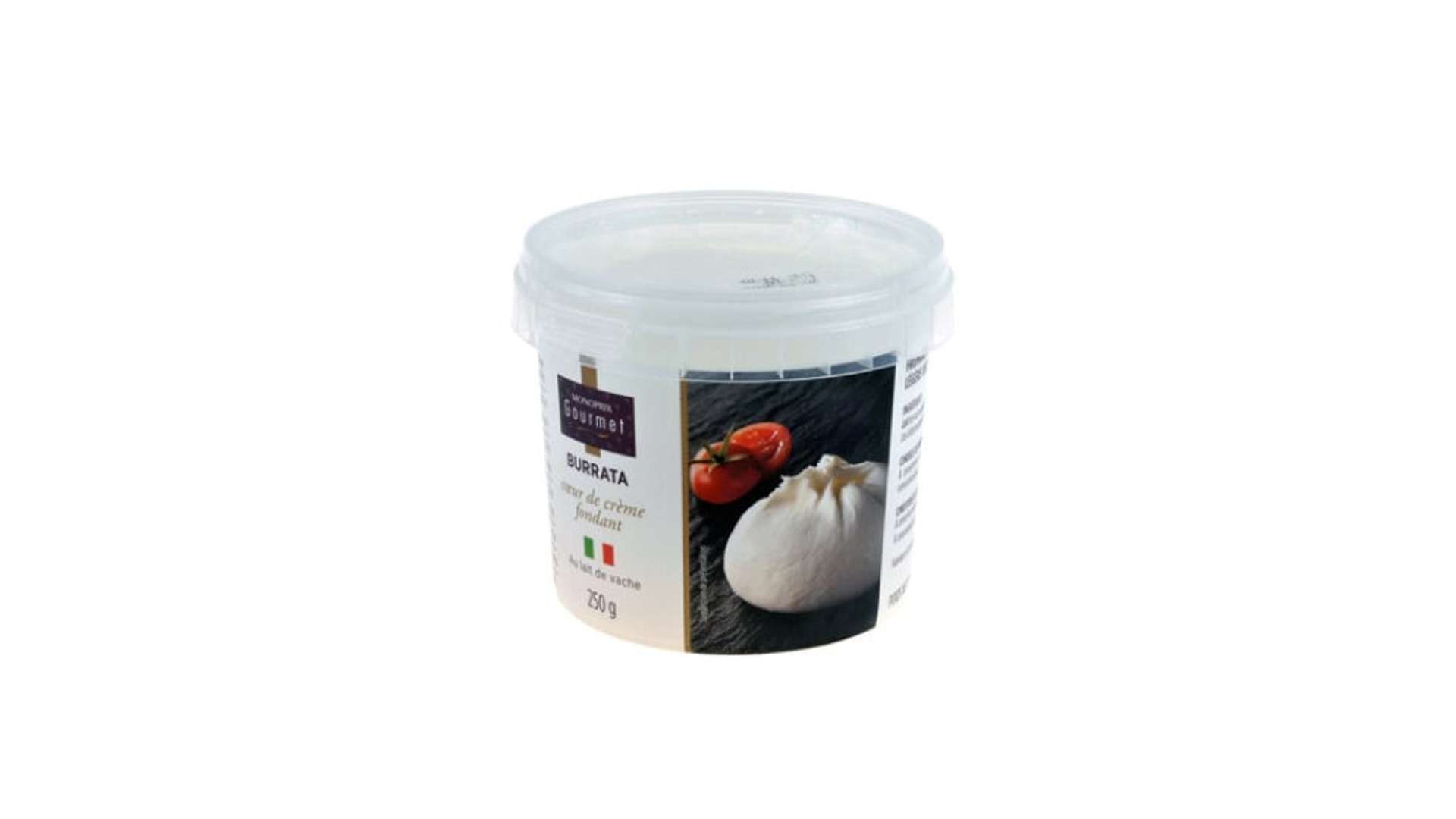 Monoprix Gourmet Burrata coeur de creme fondant Le pot de 250 g net egoutte
