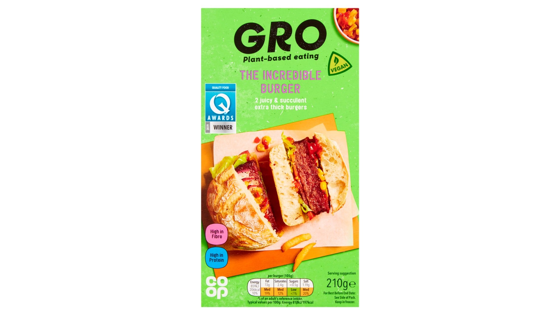 Co-op Gro Vegan Incredible Burgers 210g