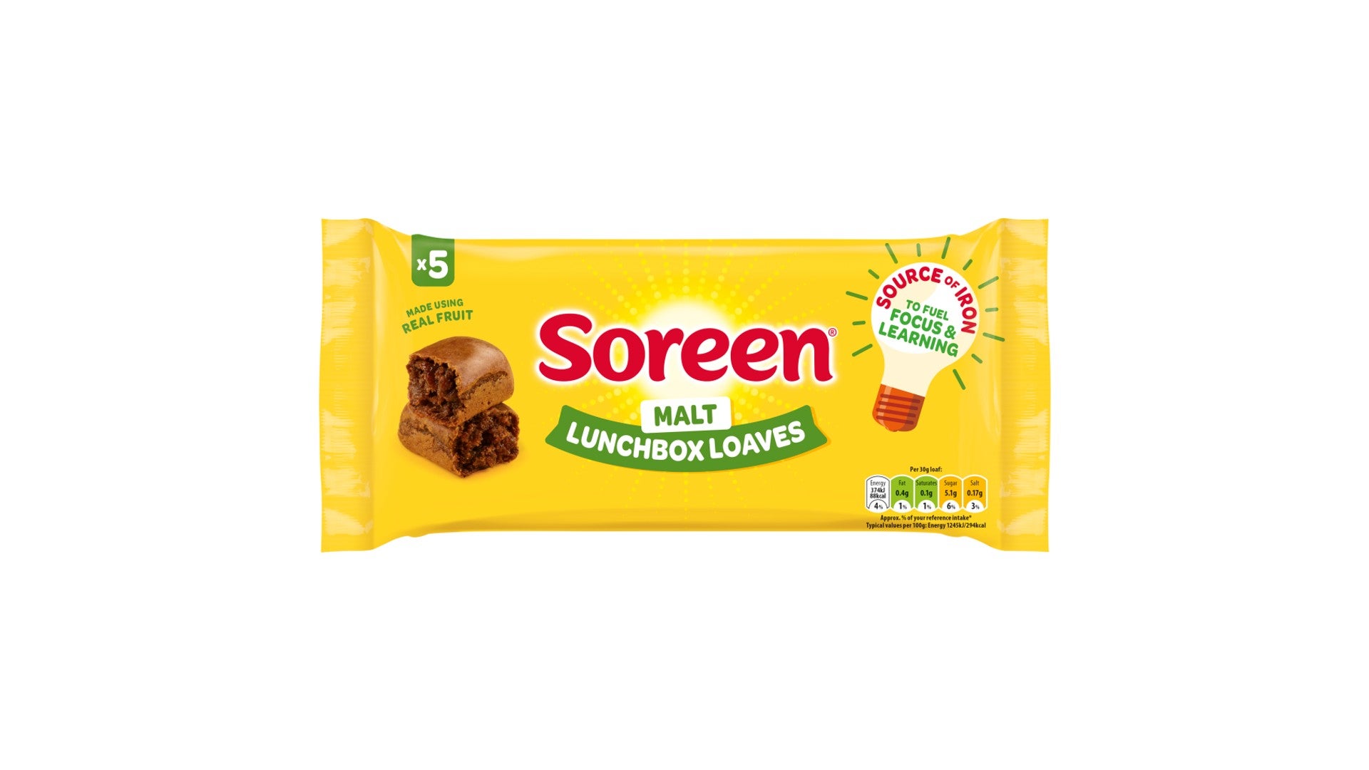 Soreen Malt Lunchbox Loaves Snack Bars 5x30g