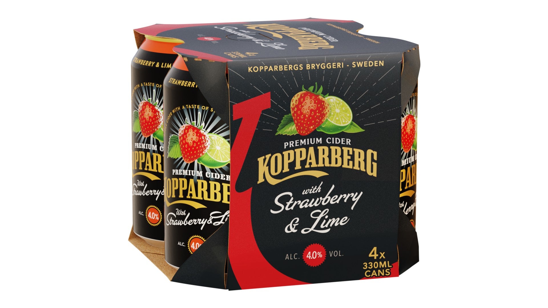 Kopparberg Premium Cider with Strawberry & Lime Cans 4 x 330ml