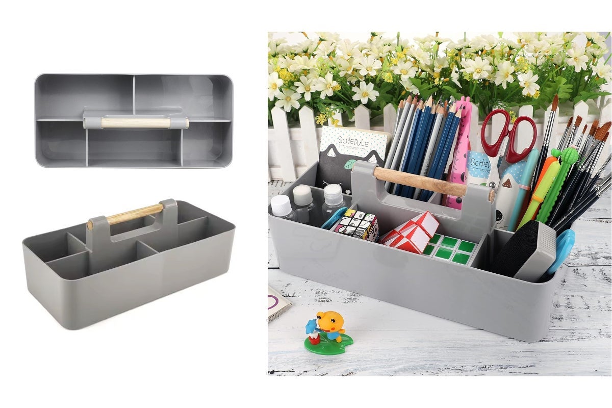Masthome Plastic Storage Box White Organizer With Organizer Caddy