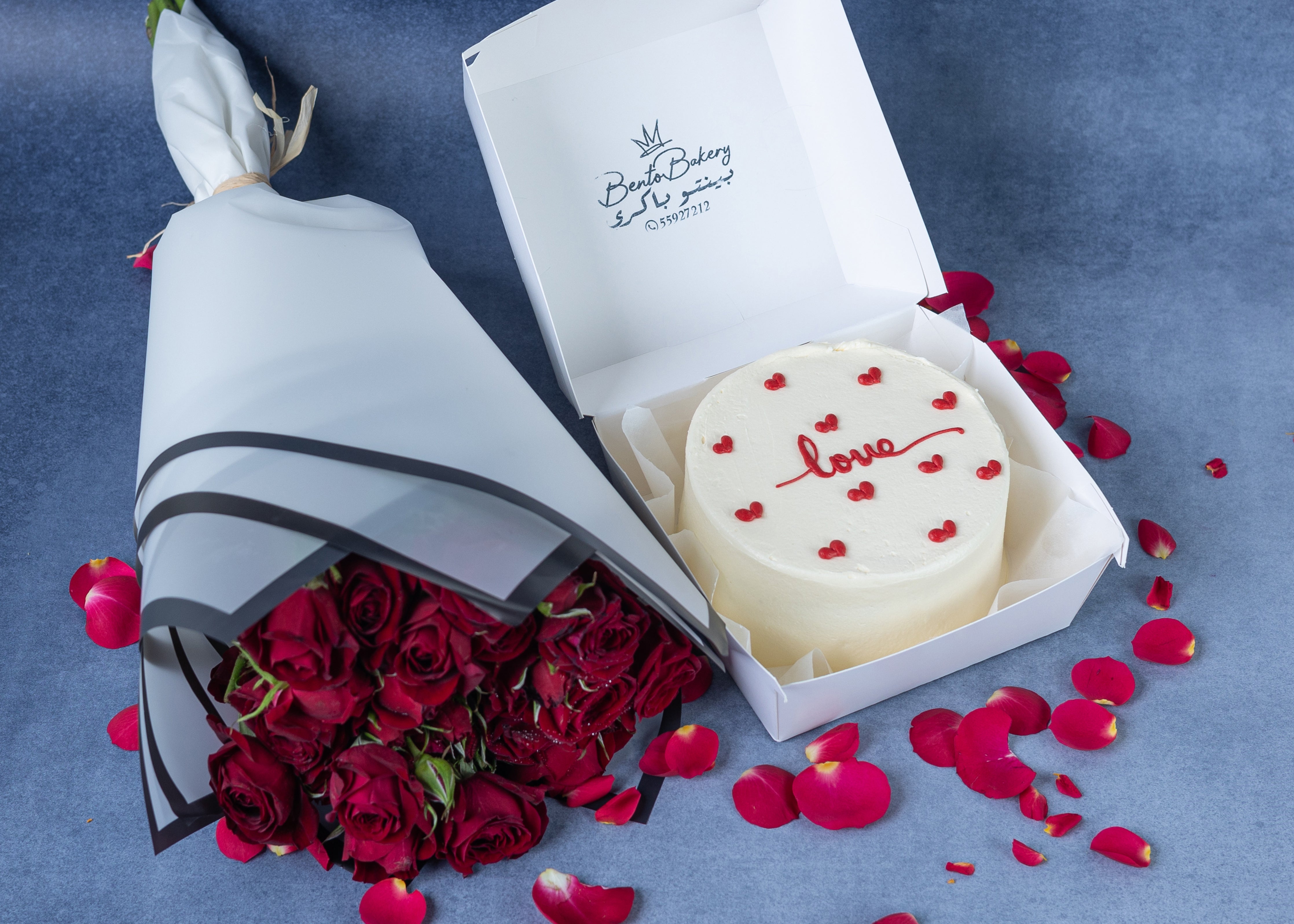 White Love Cake With Roses