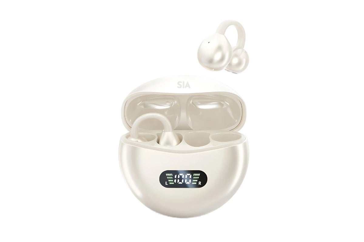 Wireless Earphones with LED Display by SIA - Beige