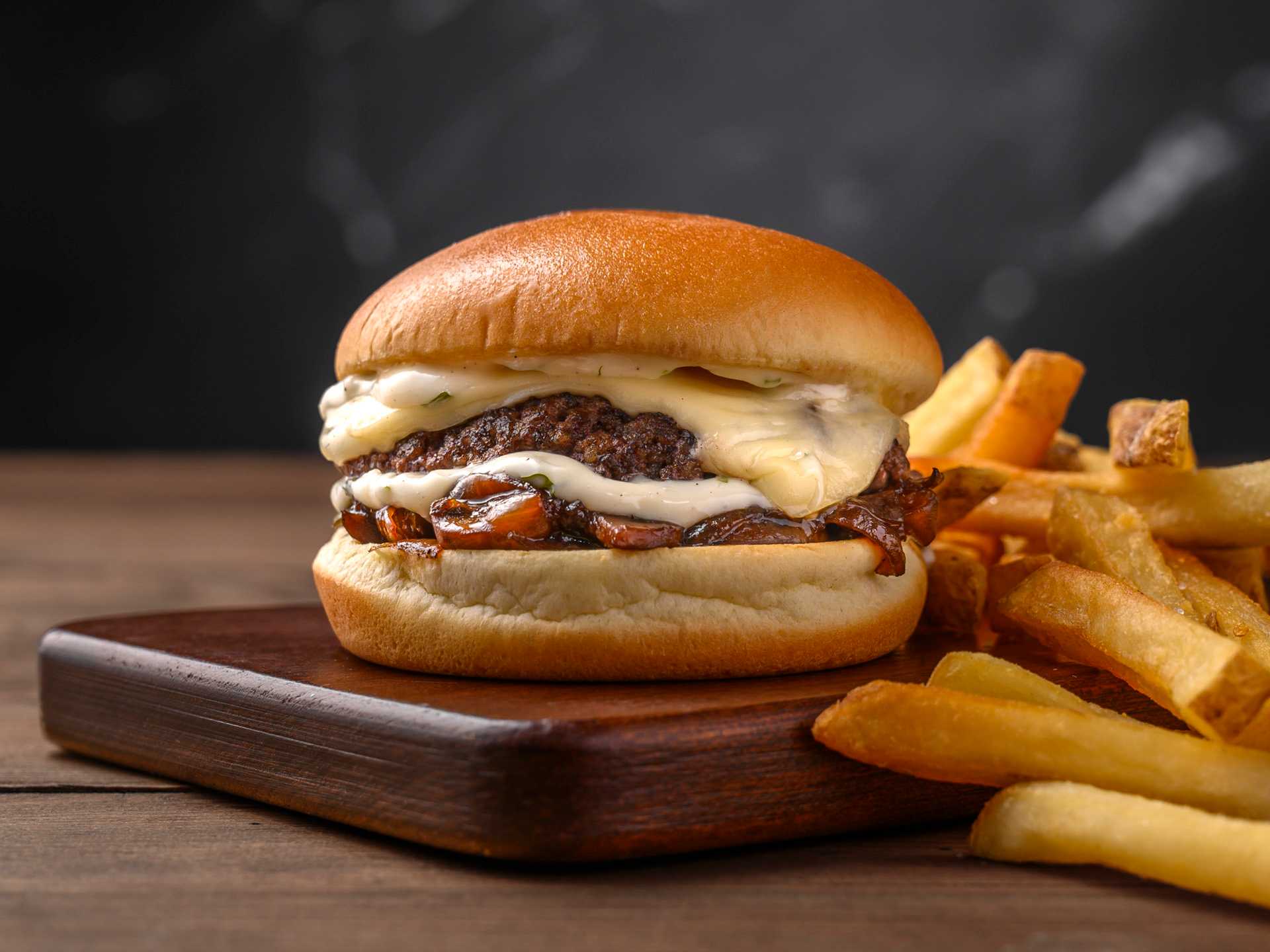 Grilled Mushroom Burger & Fries