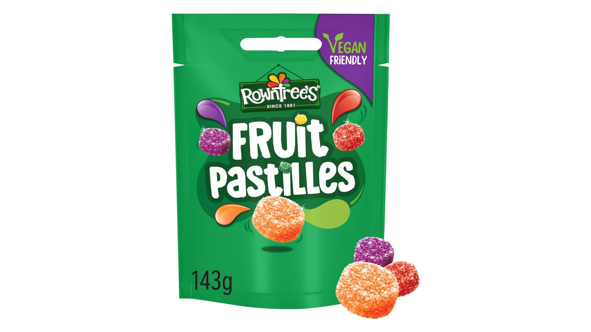 Rowntree's Fruit Pastilles Vegan Friendly Sweets Sharing Bag 143g