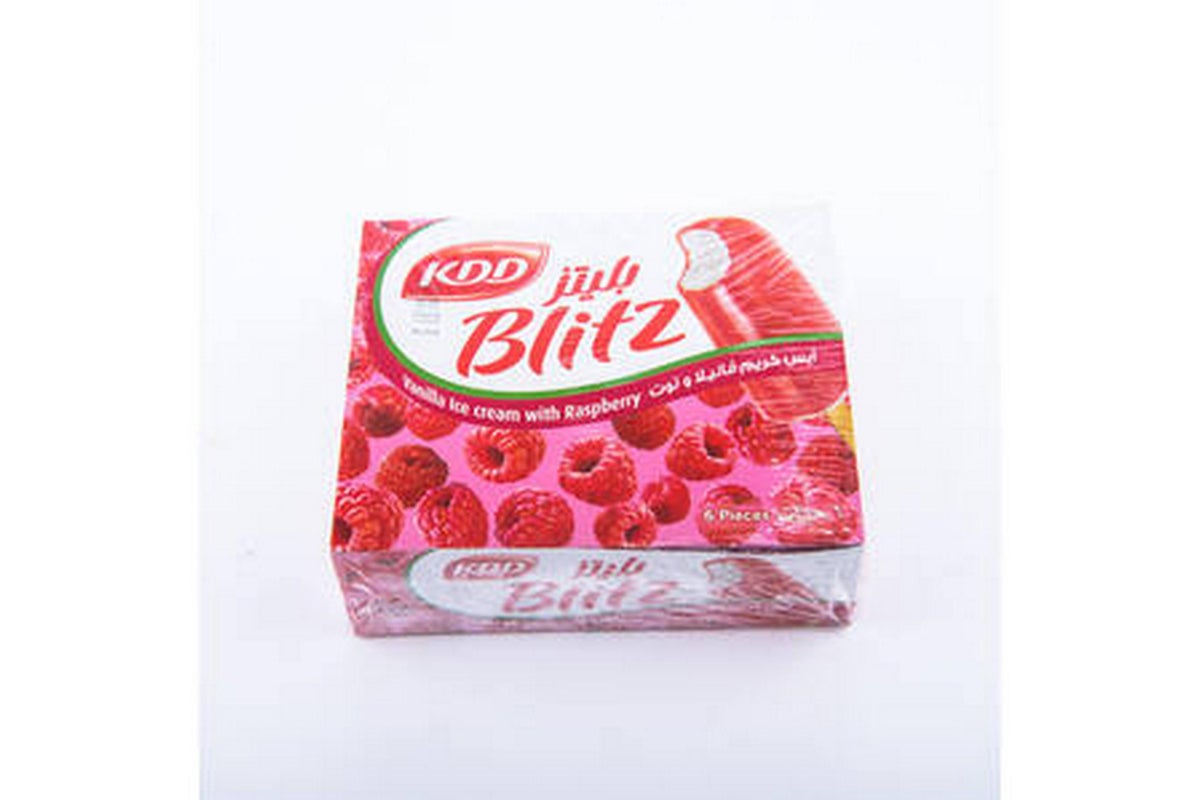 KDD Blitz Vanilla Ice Cream Raspberry Stick 6-Pack 62.5ml Each