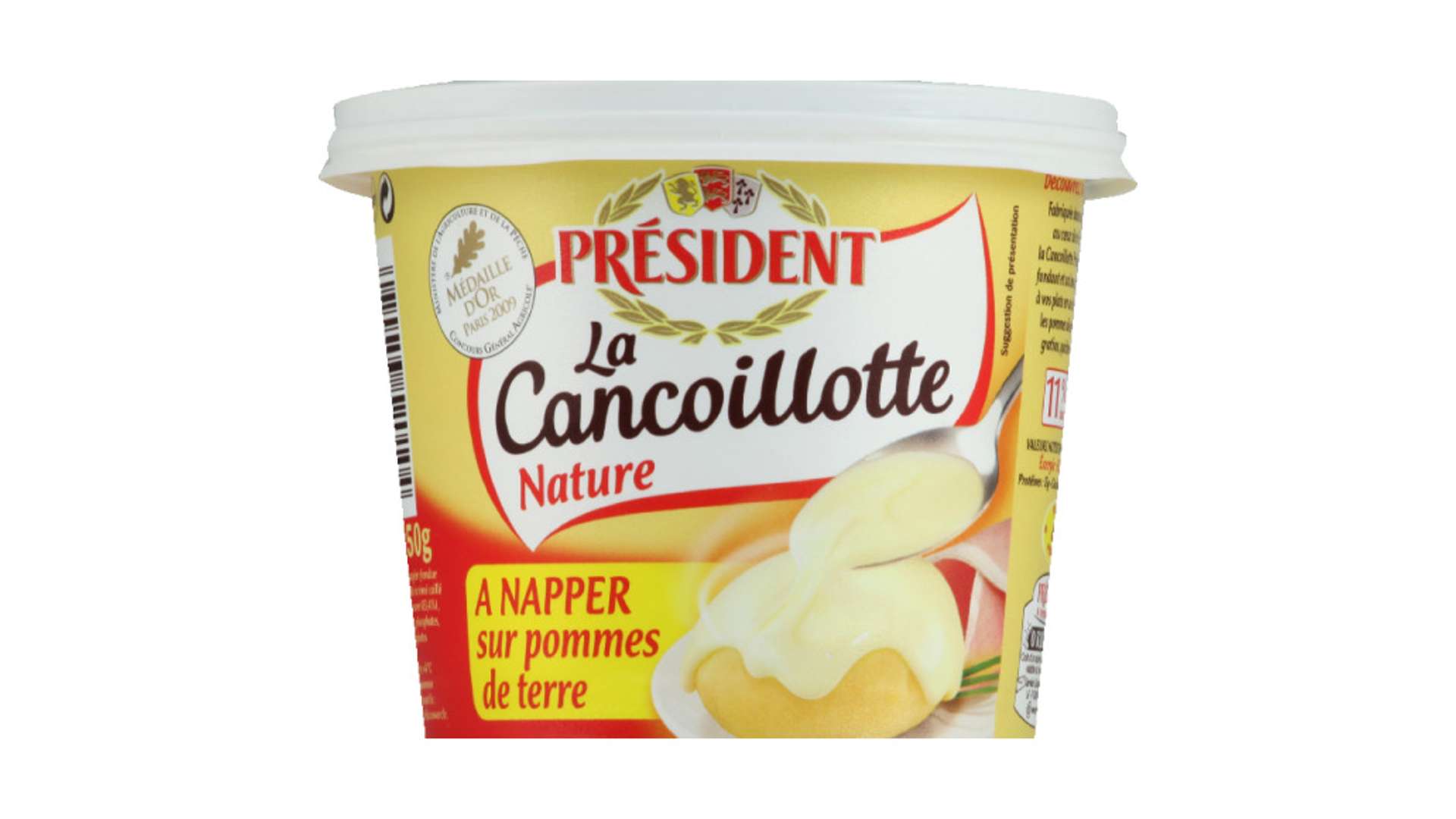 Président La Cancoillotte, à napper sur pommes de terre, spécialité fromagère nature Le pot de 250g
