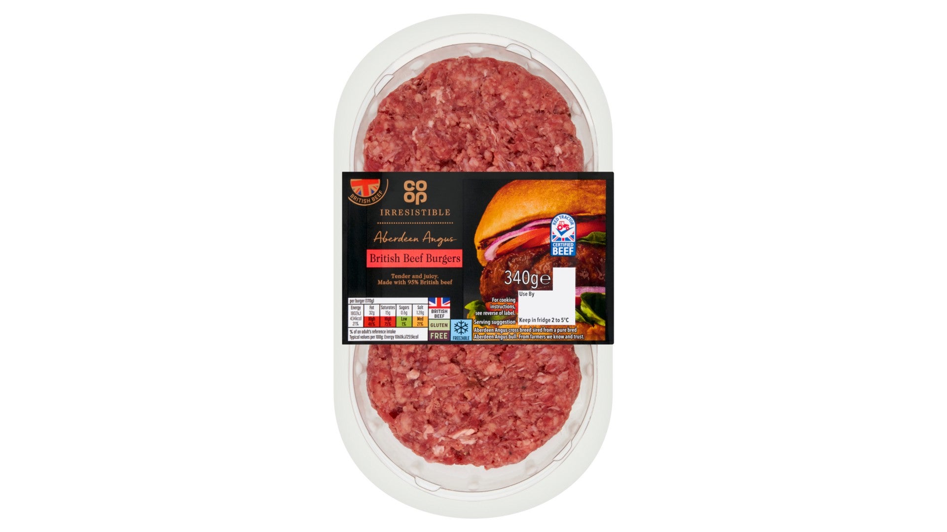 Co-op Irresistible Aberdeen Angus British Beef Burgers 340g