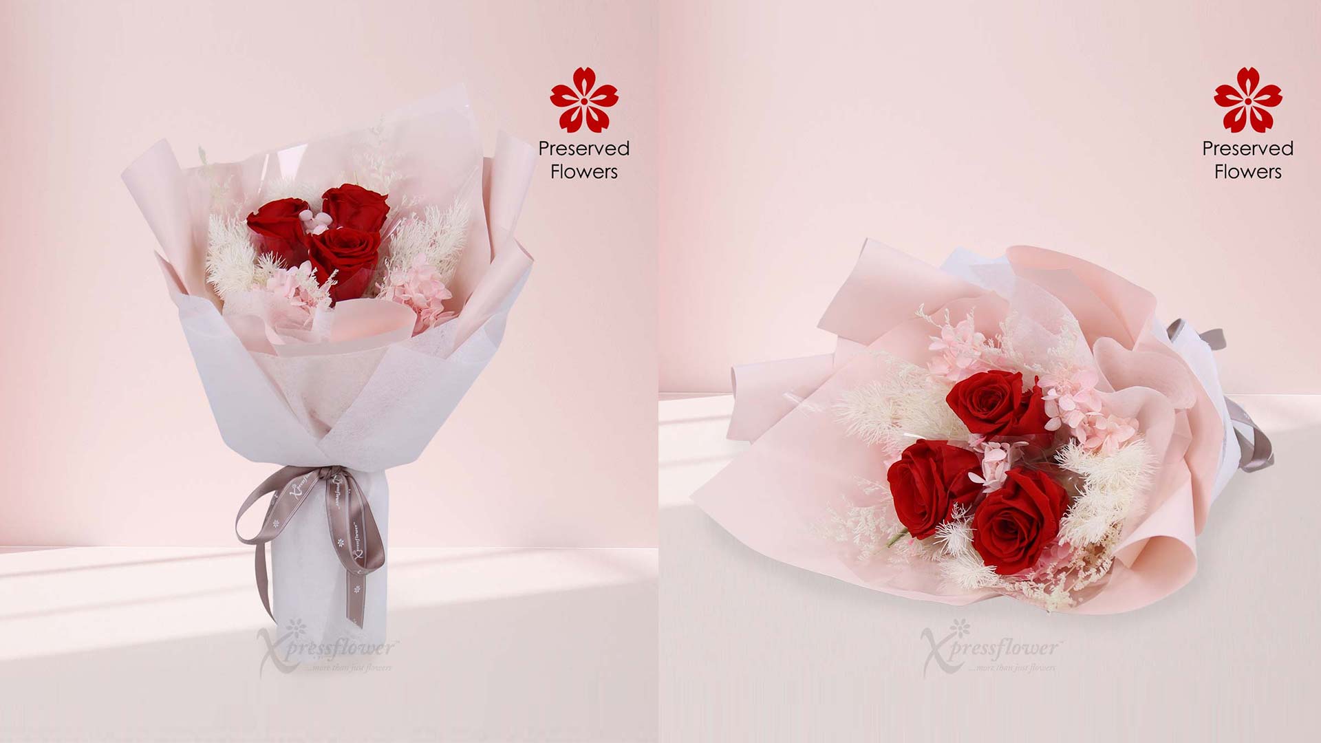 Flower Bouquet Preserved 3 Red Roses - VPR2651