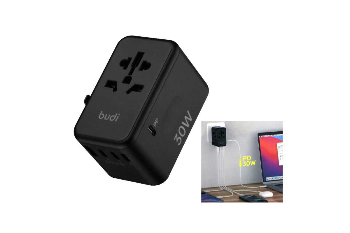 Budi Universal 30w Travel Charger Kit With 4 Type-C,1 Usb,1 World & Storage Box