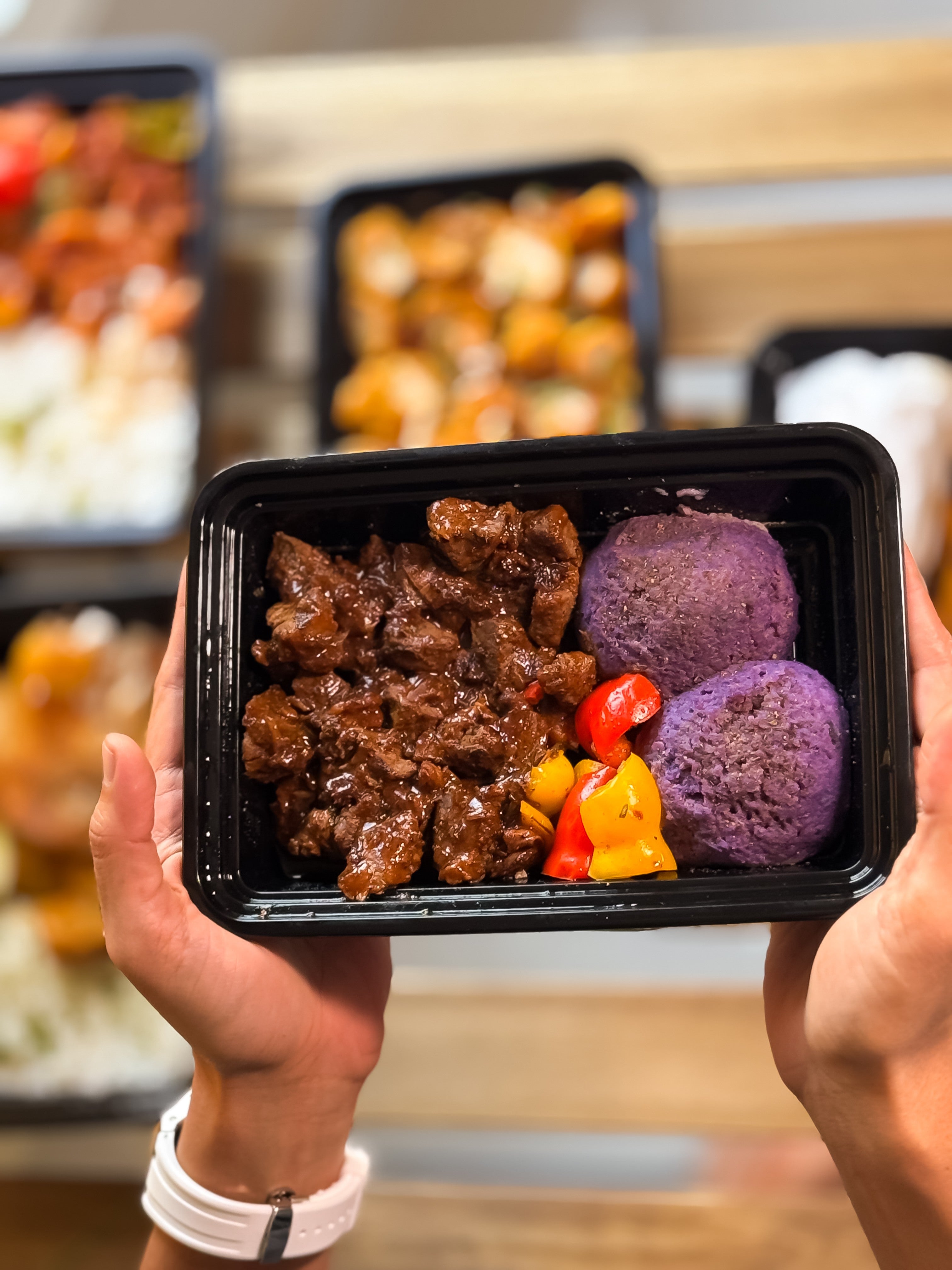 Bbq Glazed Beef With Purple Mash Potato
