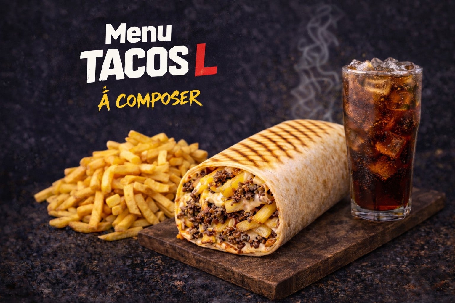 ✔️ Menu TACOS L 🌯 + 🍟 + 🥤