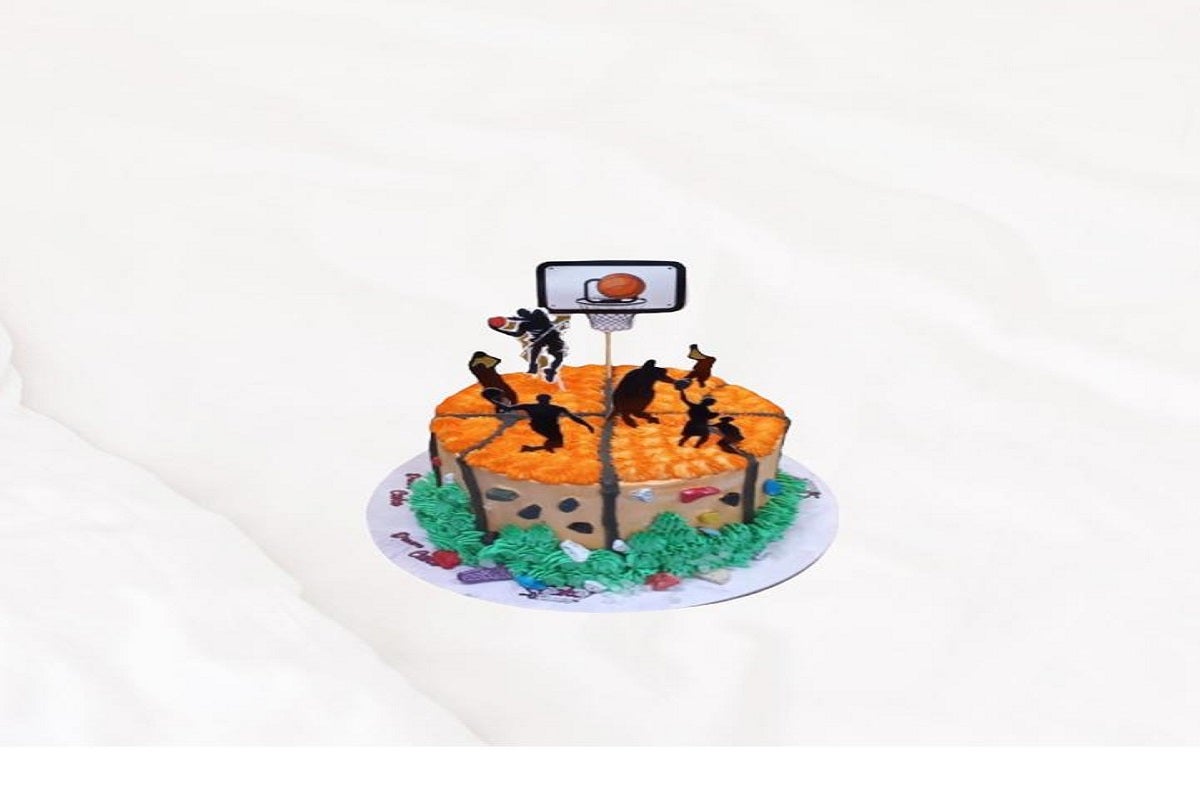 basket ball cake 6 inch serve 6-8 persons