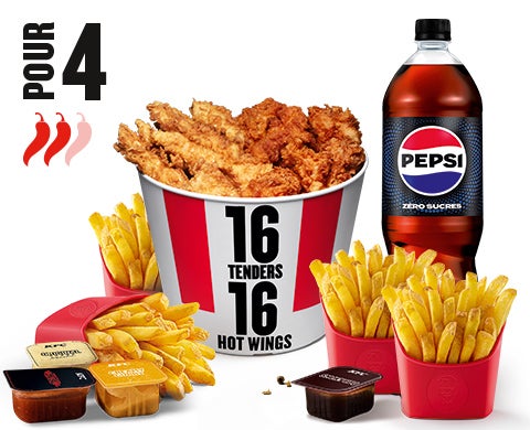 Menu 16 Tenders® + 16 Hot Wings®