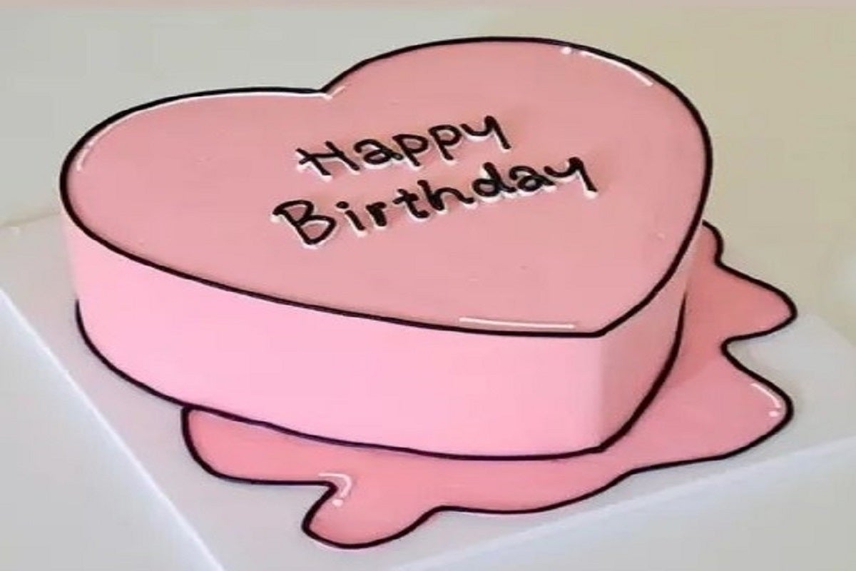 pink heart cake