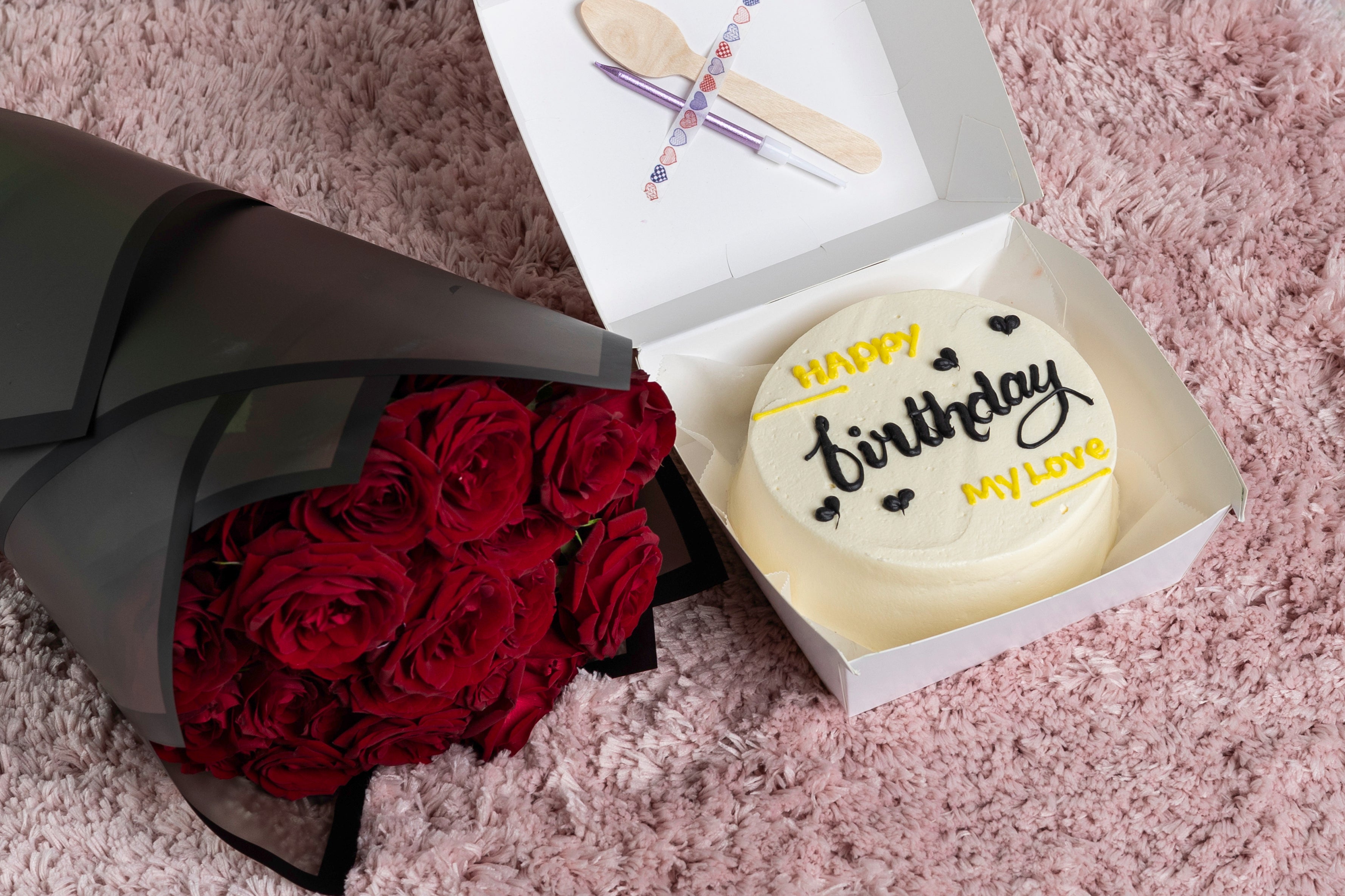 Happy Birthday Bento Cake With Red Roses