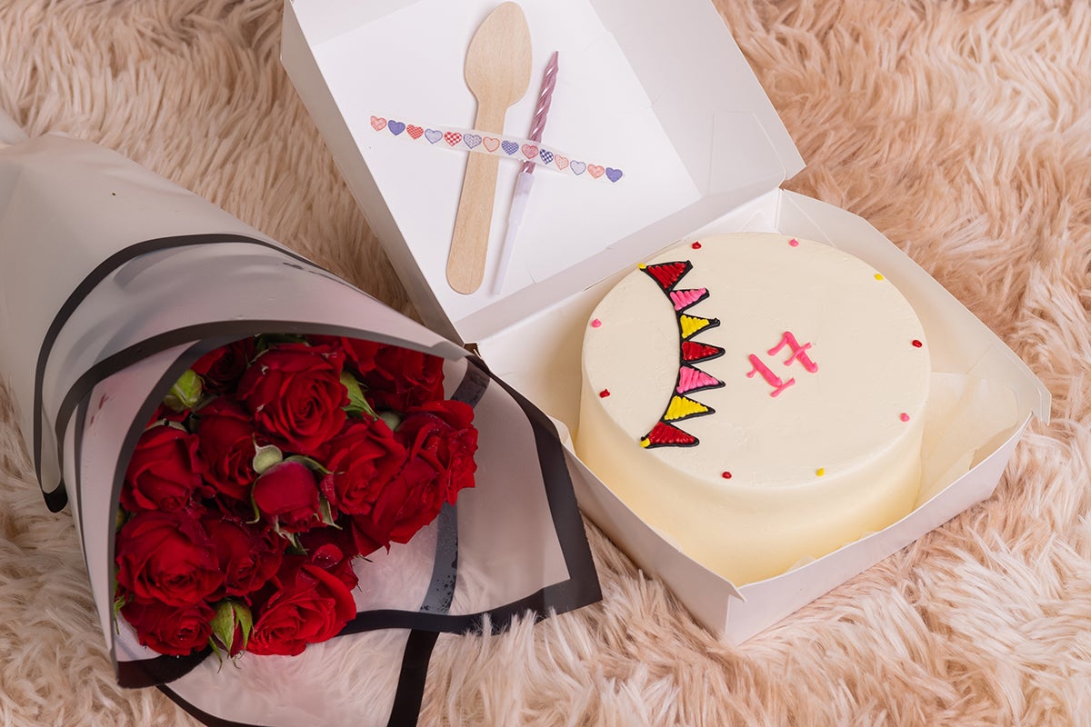 Choice Of Number Cake With Flowers
