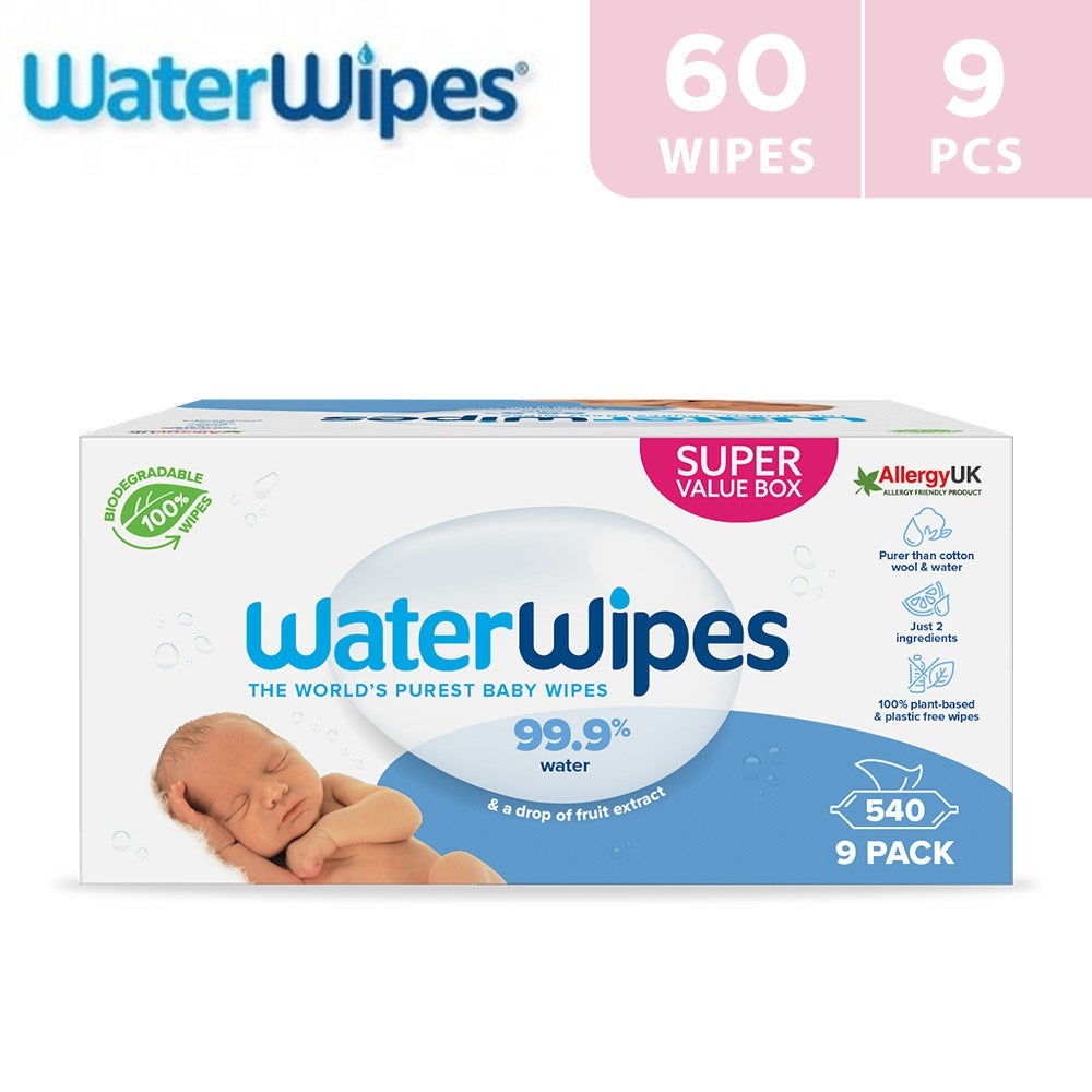 WaterWipes Fruit Extract Baby Wipes 9 × 60 Wipes