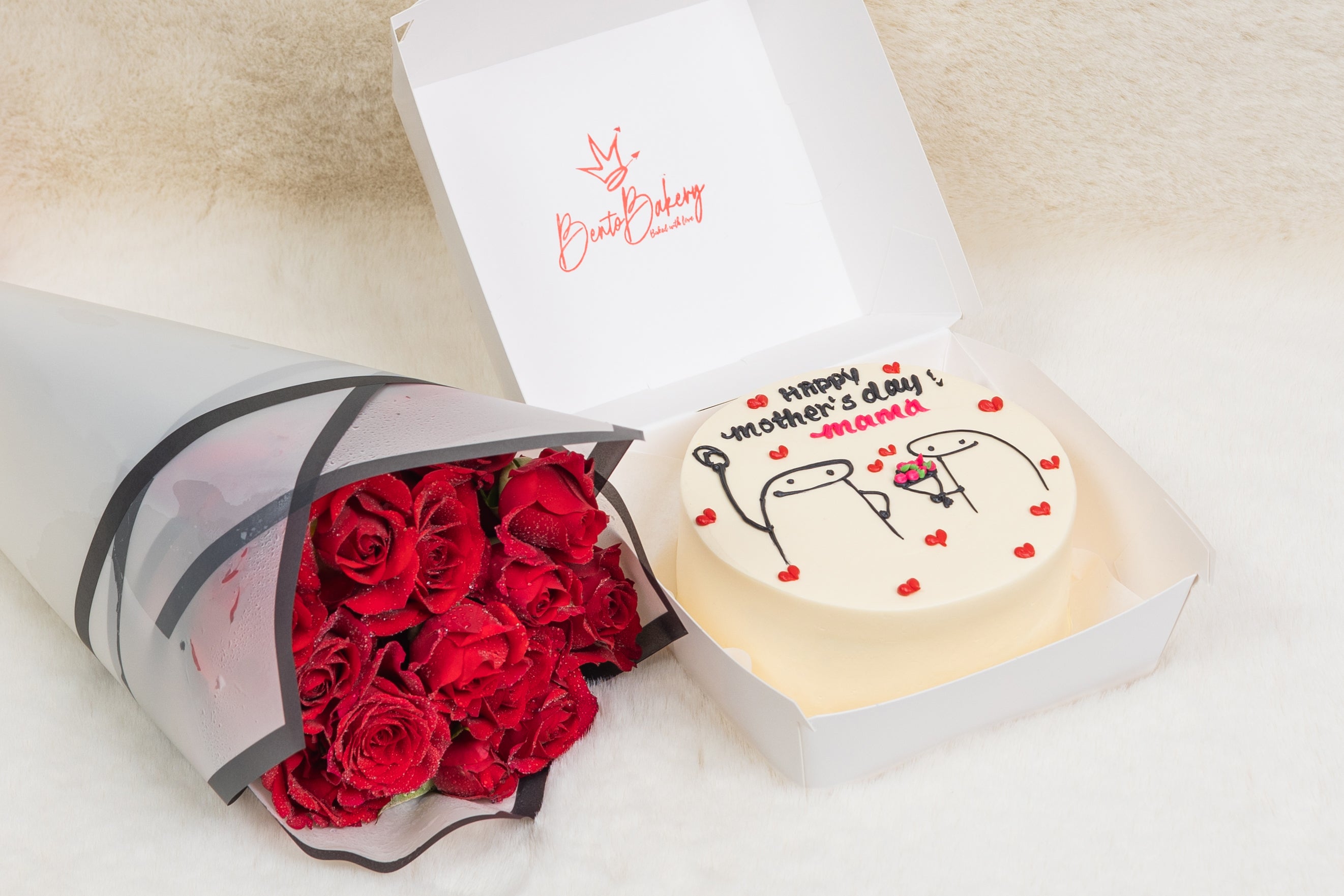 Special Mother's Day Cake With Red Roses