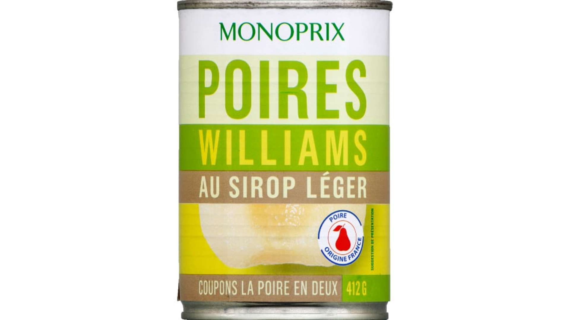Monoprix Poires Williams au sirop leger La boîte de 225 g net egoutte