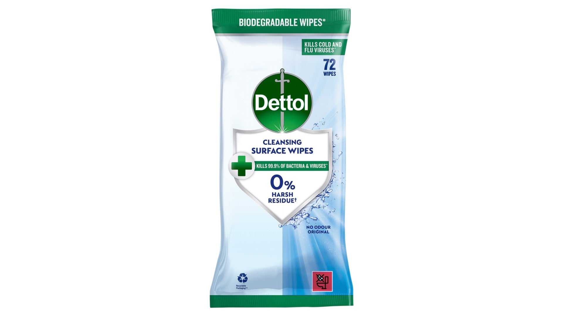Dettol Antibacterial Cleansing Surface Wipes 72 Large Wipes