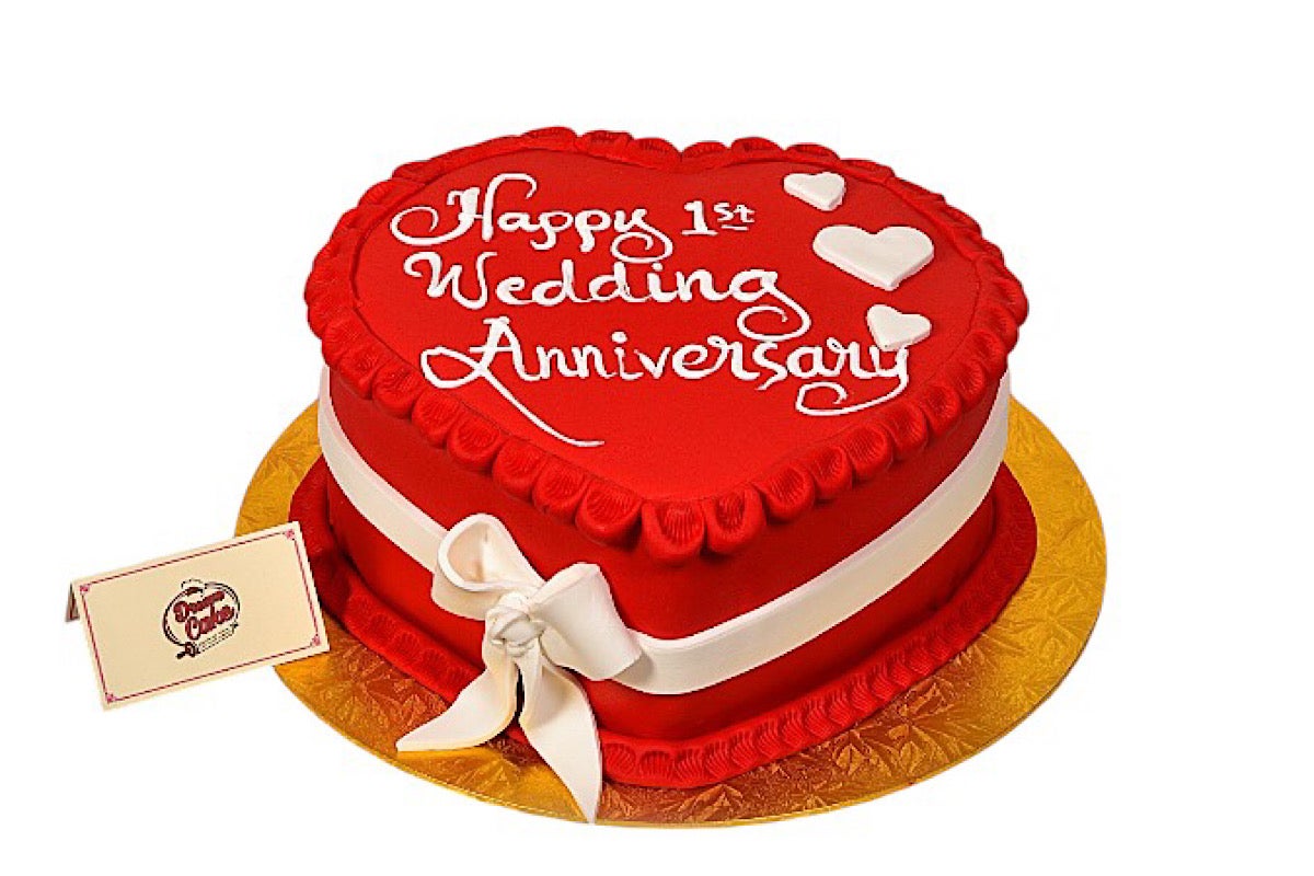 Red heart cake ribbon