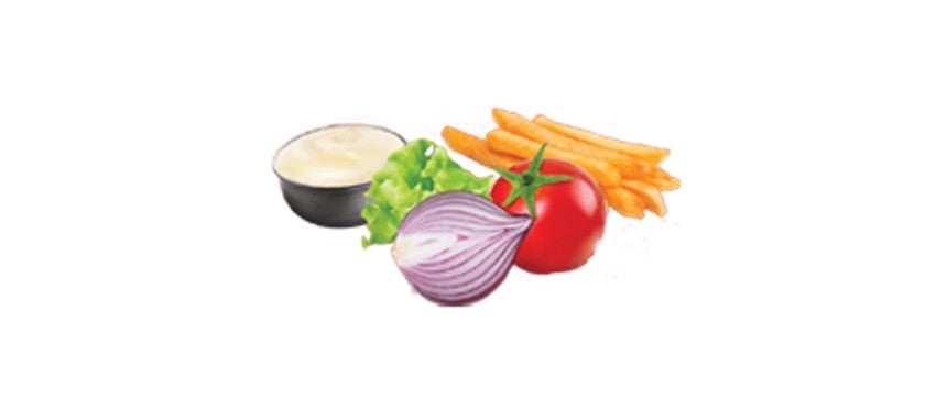 Base Salade/Tomates/Oignons + Frites + Sauce Fromagère