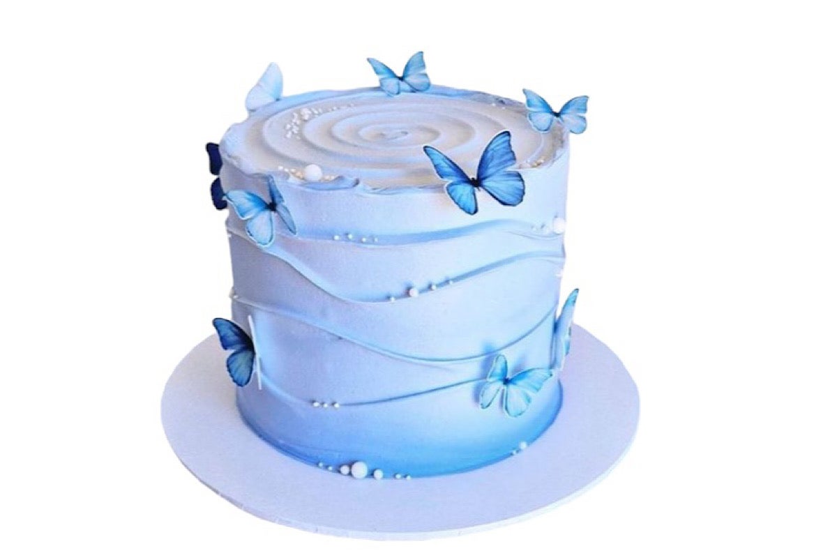 Blue butterfly cake