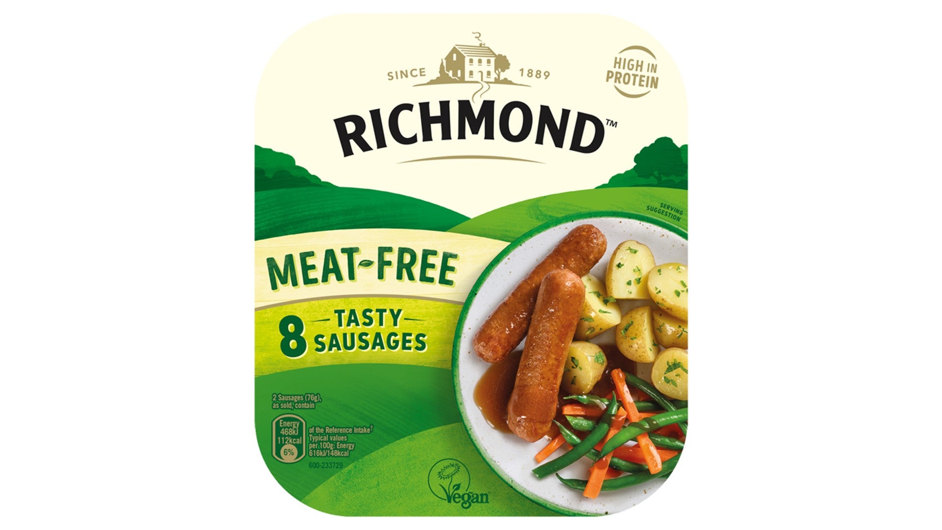 Richmond Vegan Meat-Free 8 Tasty Sausages 304g