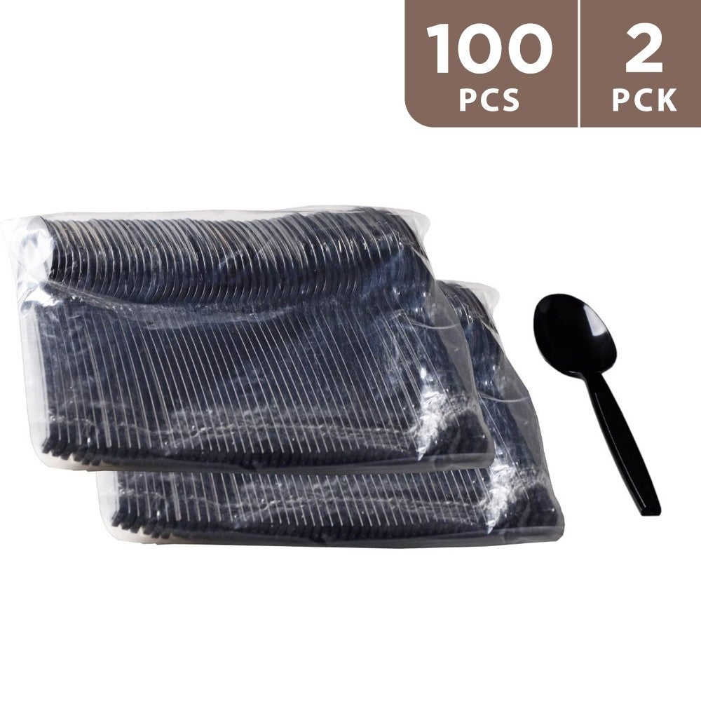 Papco Black HD Plastic Spoons 2 x 50 Pcs
