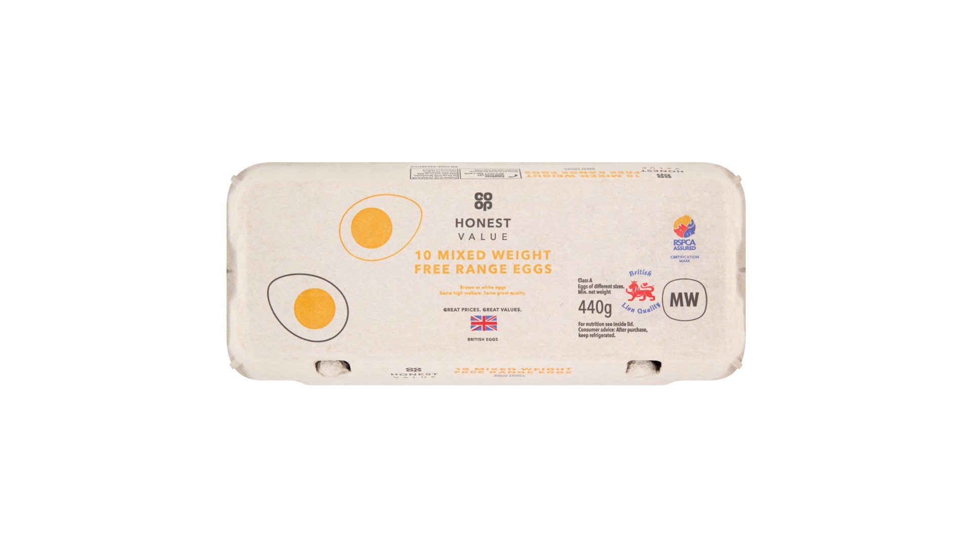 Co-op Honest Value 10 Mixed Weight Free Range Eggs 440g