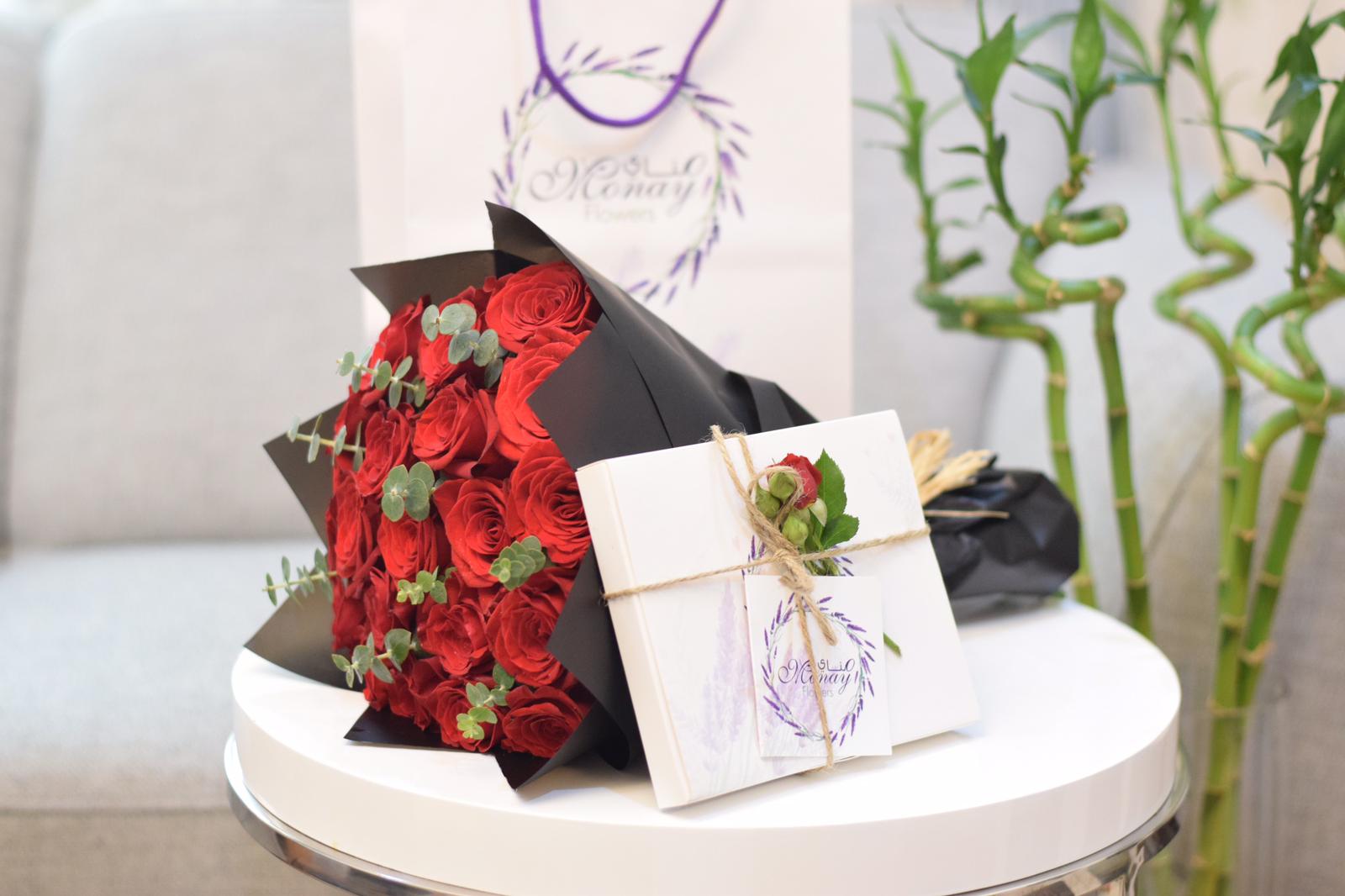Red Roses And Chocolate With White Cover
