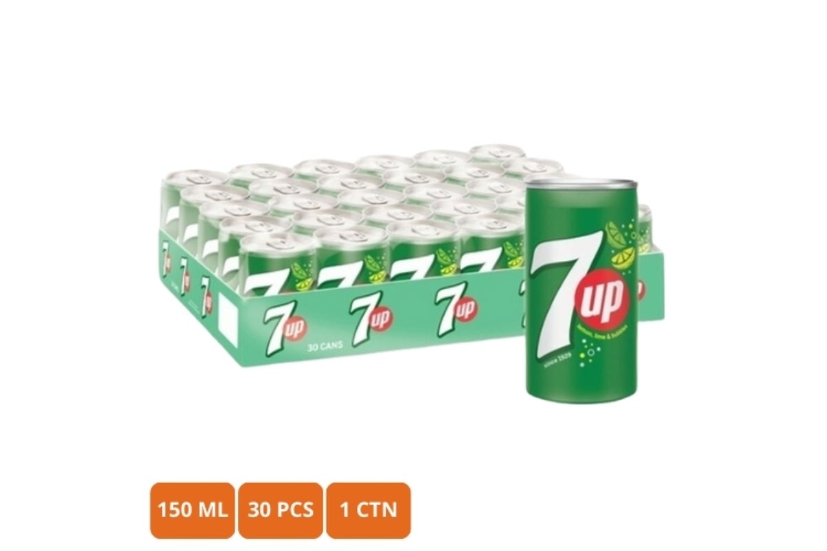 7Up Carbonated Soft Drink Cans 150ml, Pack of 30