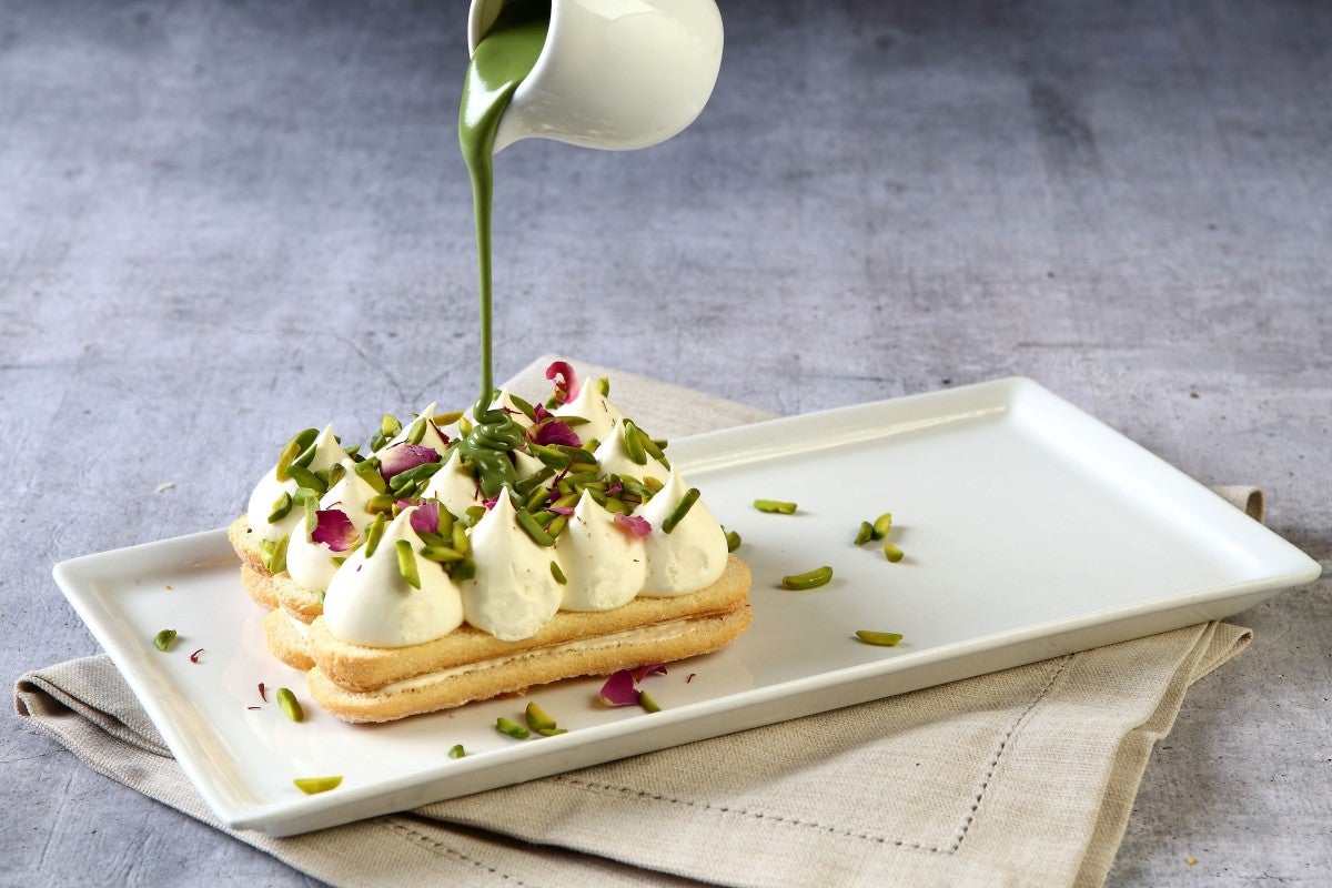 Pistachio Saffron and Rose Tiramisu