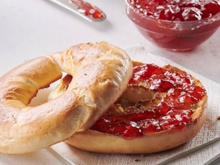 Crunchy Peanut Butter & Strawberry Jam Bagel