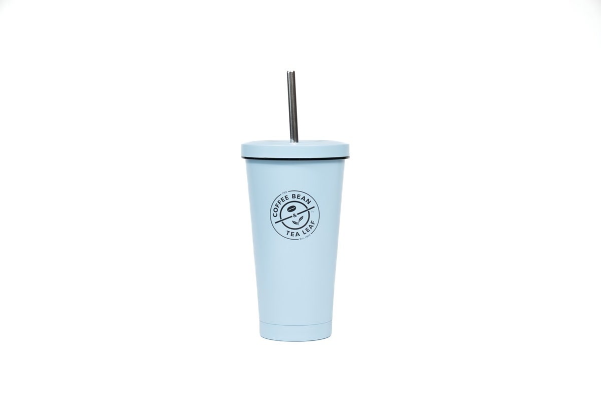 Straw Thermos Cup - Light Blue (16oz)