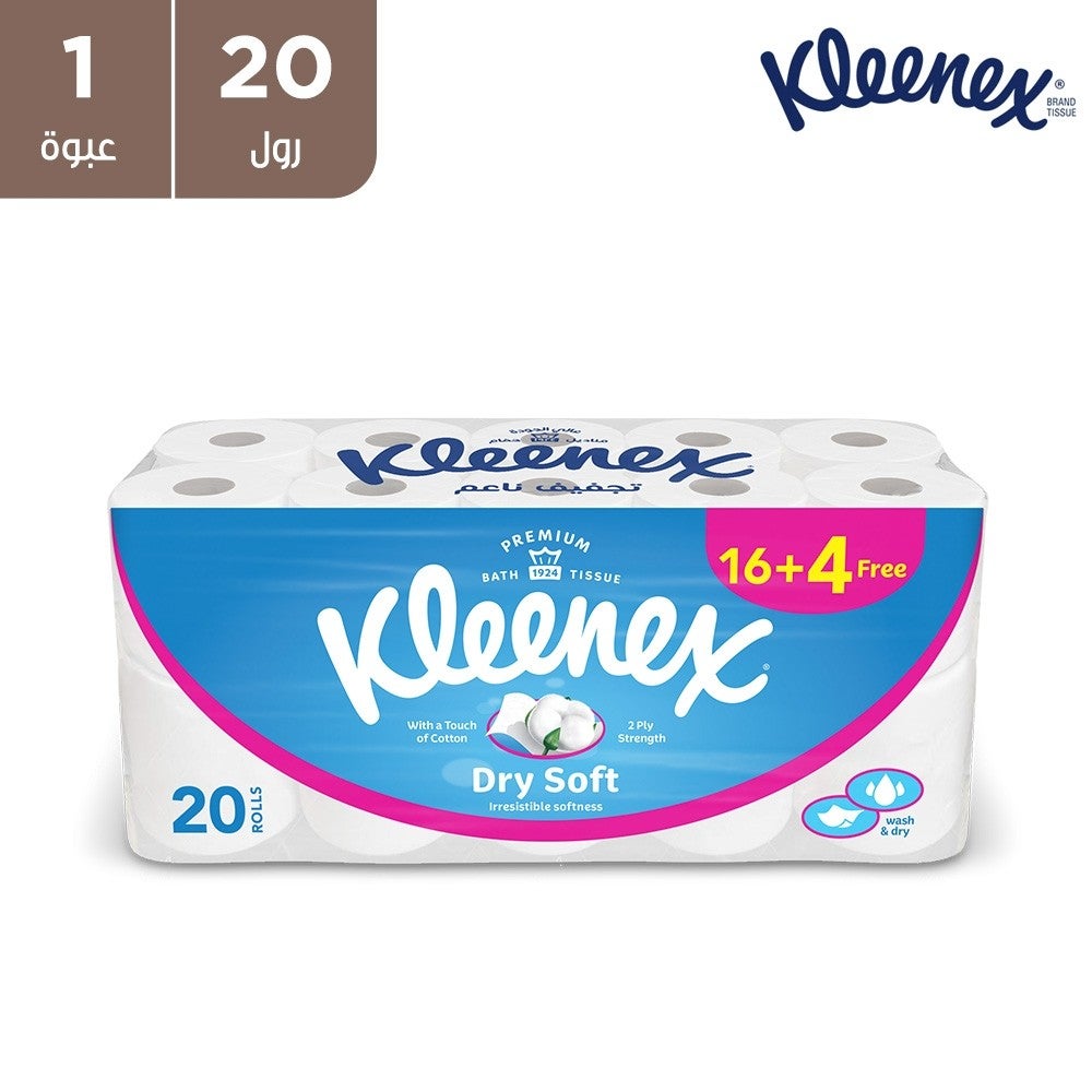 Kleenex Cottonelle Dry Soft 2 Ply Tissue Rolls (16 + 4 Free)