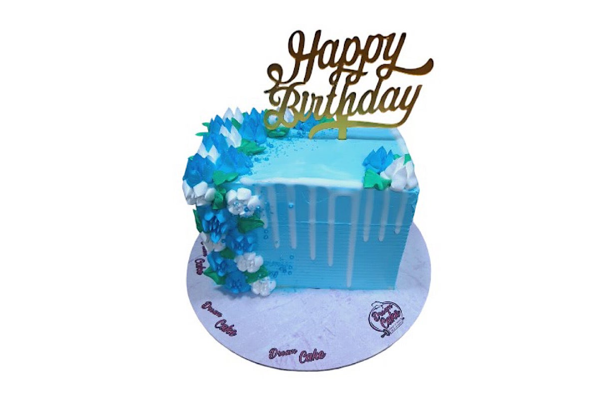 square blue cake 6 inch   serve 6-8 persons of delicious