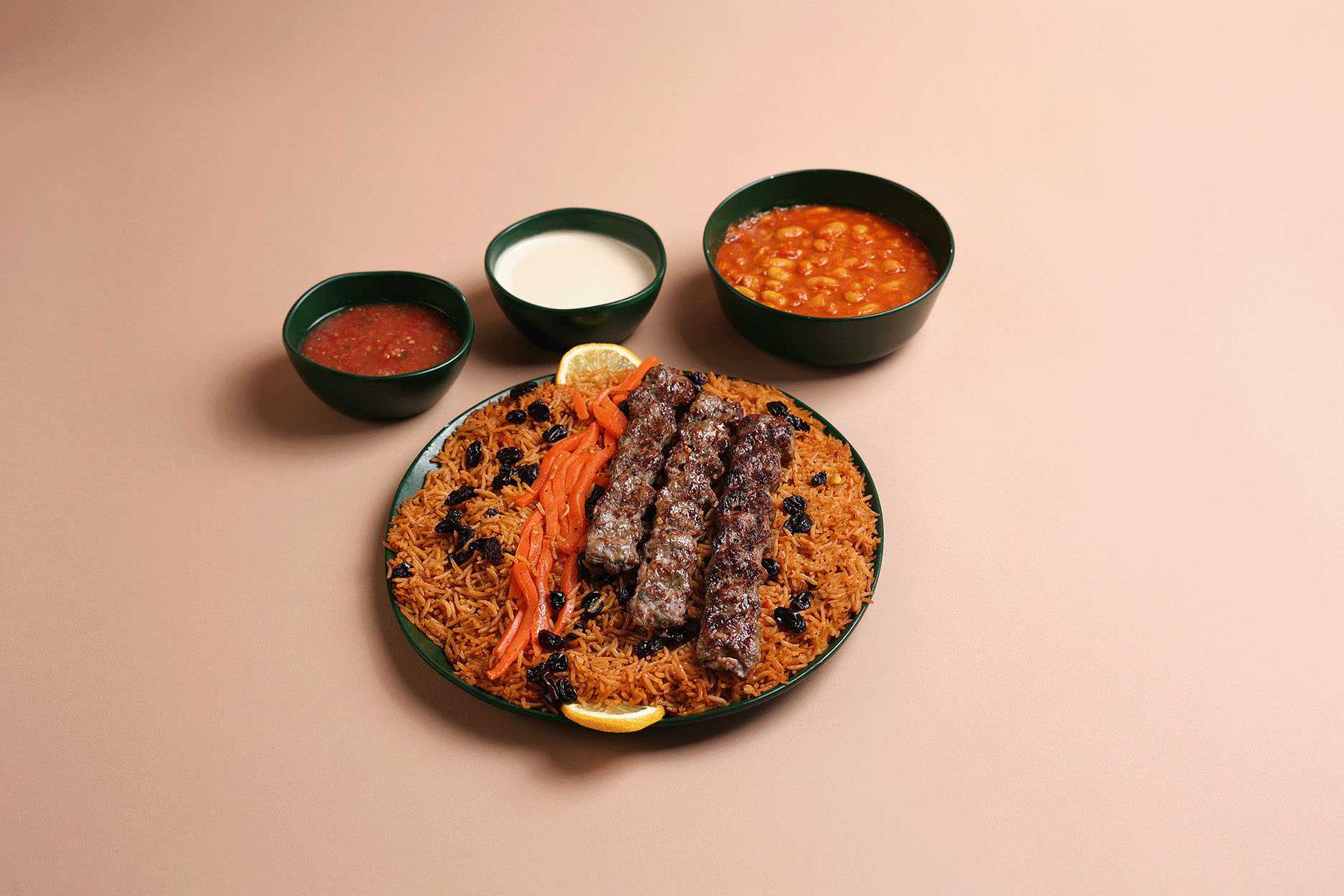 Grilled Meat Kabab Rice Meal