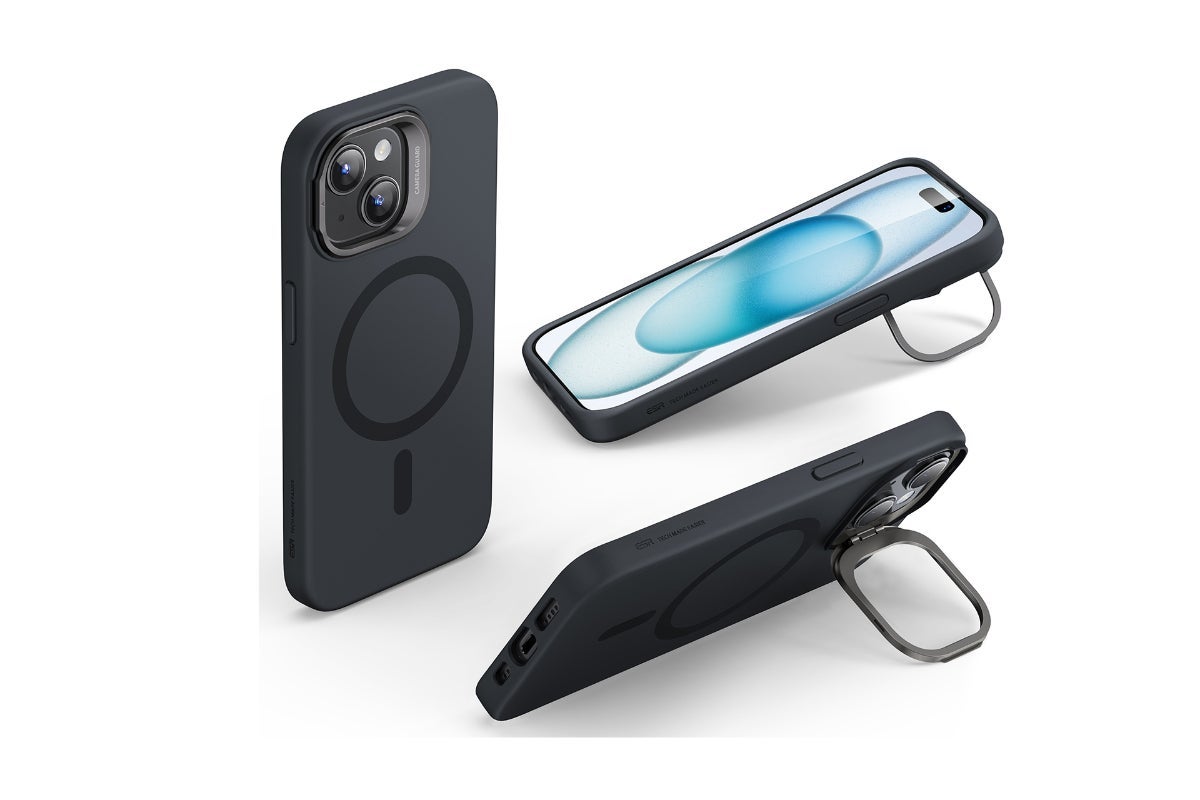ESR Cloud Soft Case With Stash Stand (HaloLock) For iPhone 15 Plus - Black