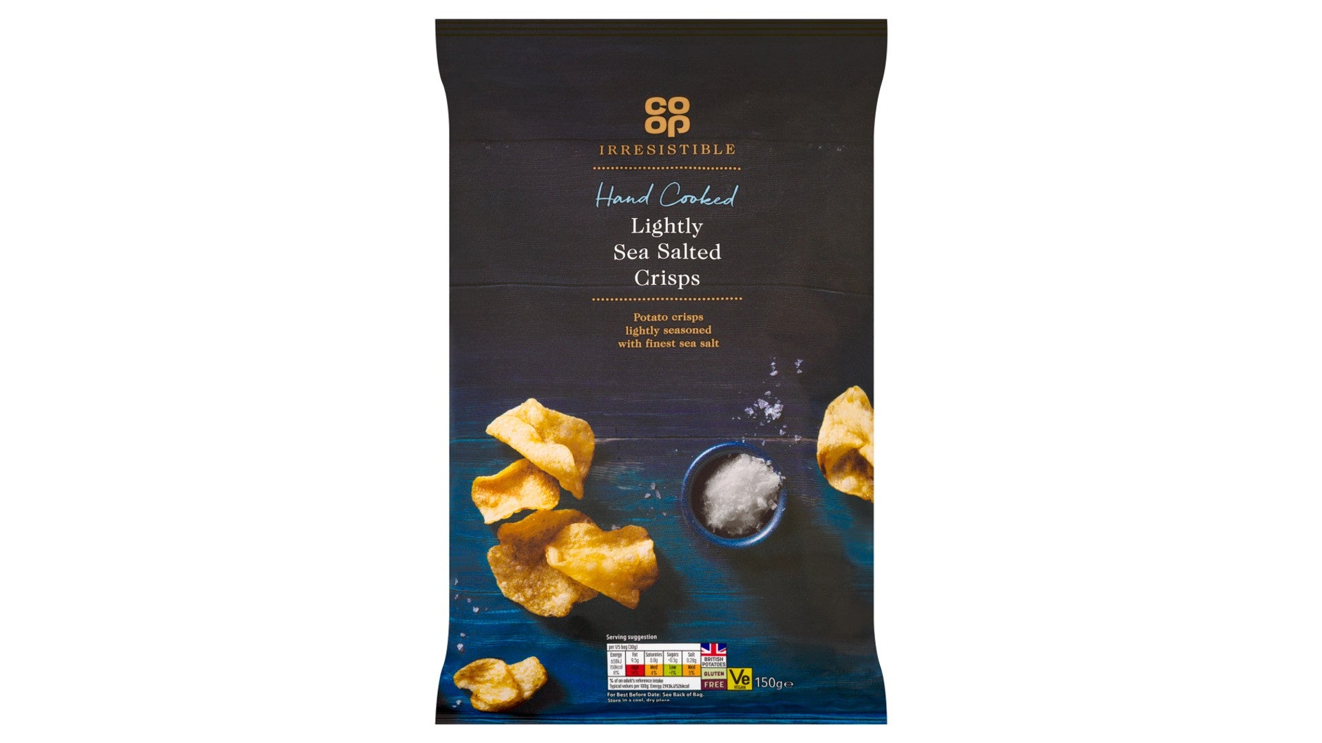 Co-op Irresistible Hand Cooked Lightly Sea Salted Crisps 150g