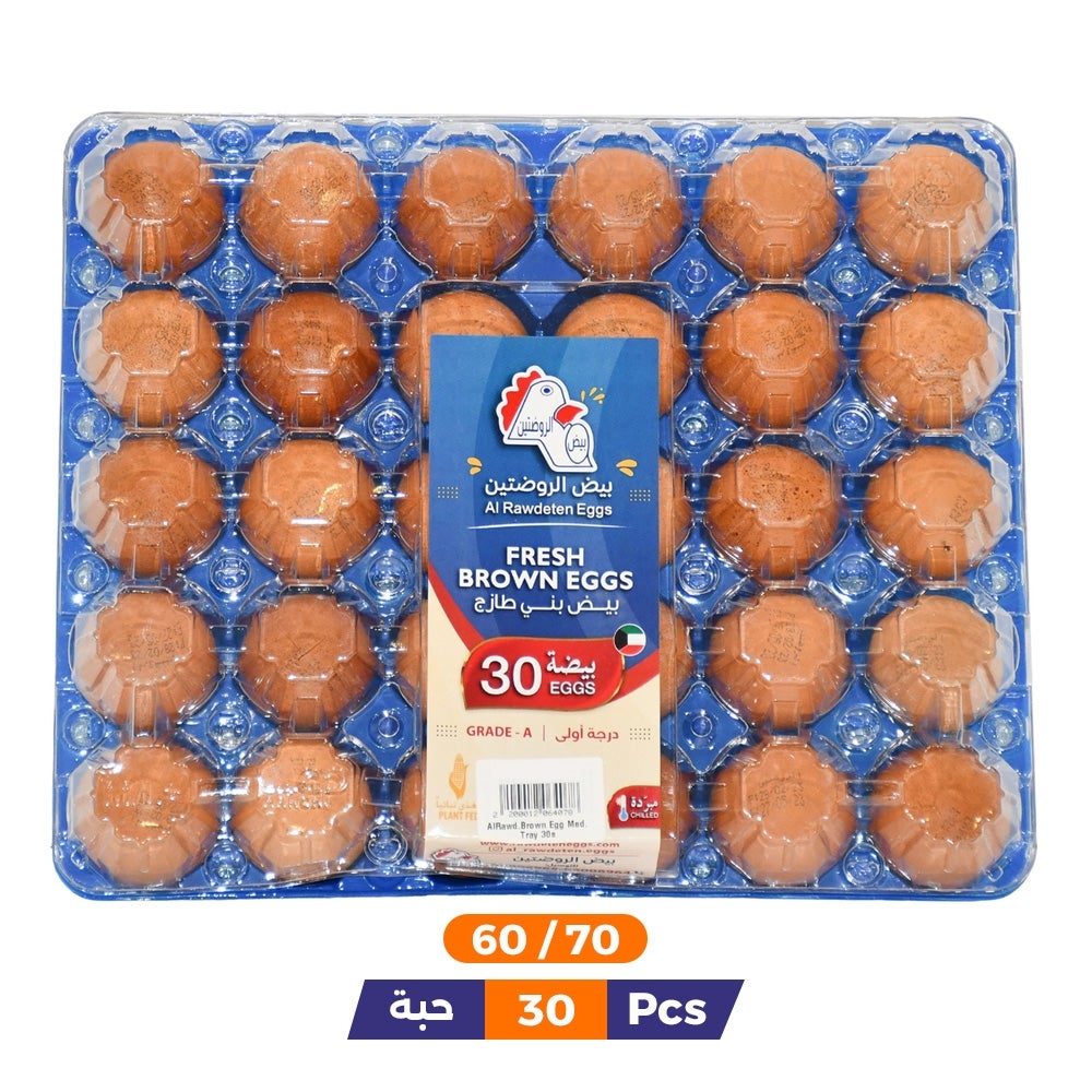 Al Rawdeten Brown Eggs 60/70 Plastic Tray 30Pcs