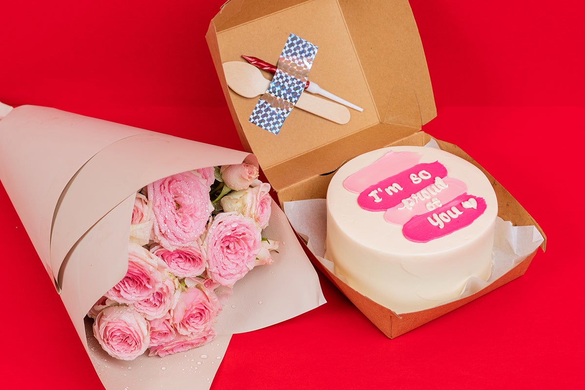 Pink proud of you cake With pink roses