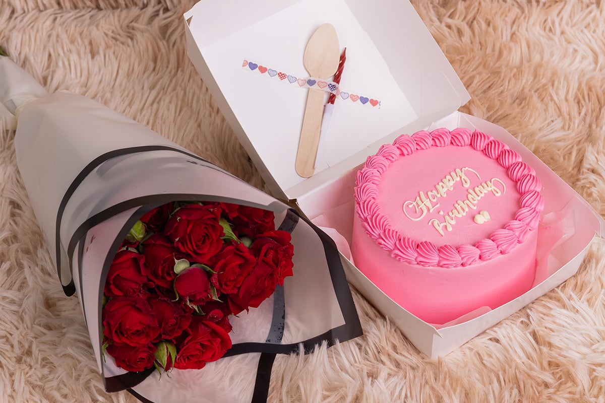 Pink HBD 2 Cake with Flowers