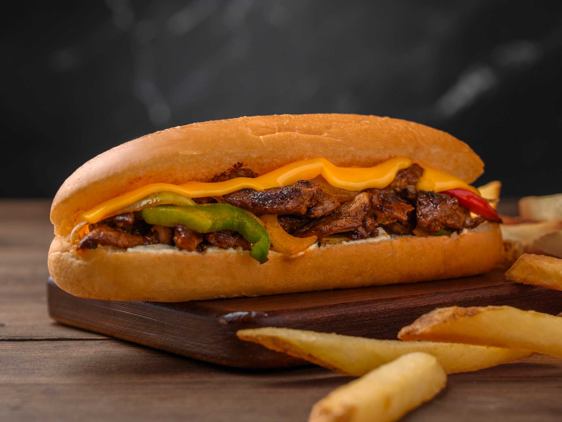Philly Cheese Steak Sandwich & Fries