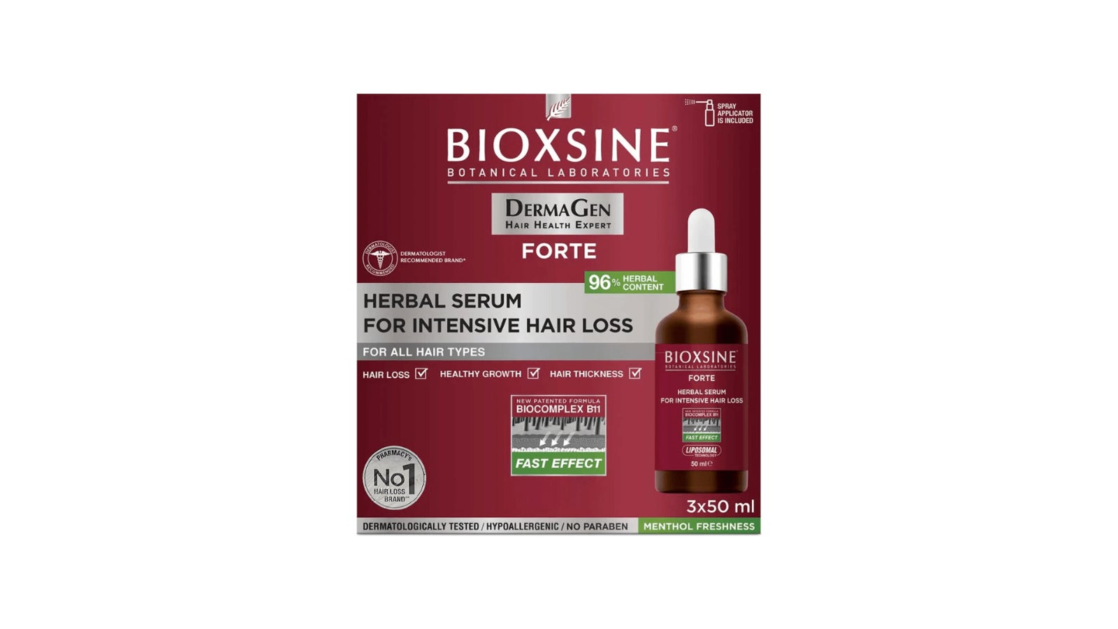 Bioxsine- Forte Herbal Serum For Intensive Hairloss 3x50ml