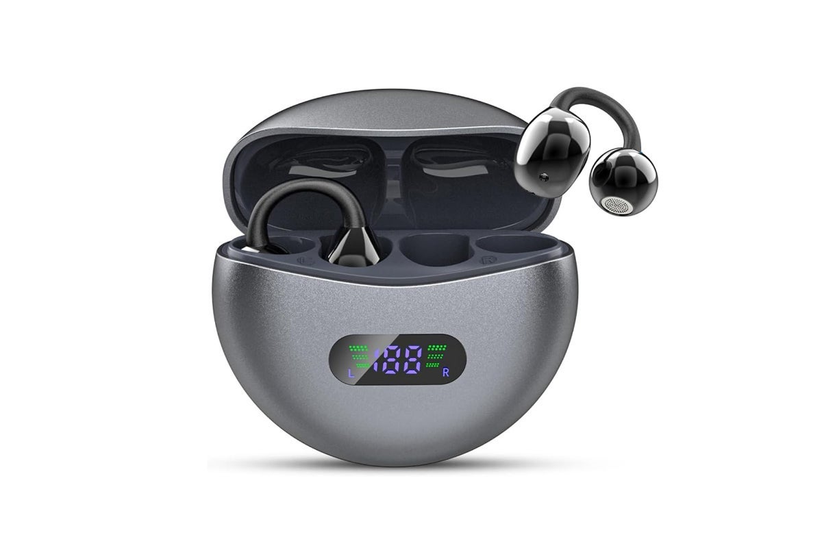 Wireless Earphones with LED Display by SIA - Black